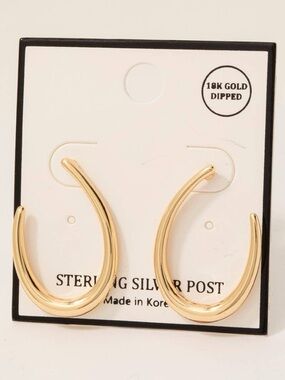 18K Gold Dipped Hoop Earrings - Sterling Silver Post